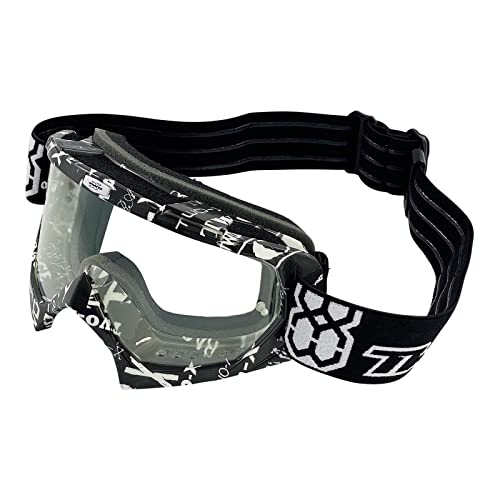 TWO-X Cross-Brille - Motocross-Brille mit klarem Glas - Kratzfeste Motorrad-Brille - Enduro & Downhill Schutz-Brille - Modell Race - Schwarz-Weiß von TWO-X