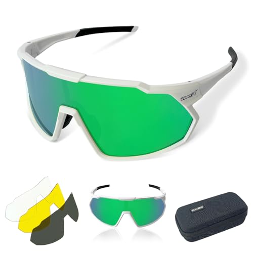 TWO-X Speed Sportbrille unisex Fahrrad-Brille Spiegel Rad-Sonnenbrille Full weiss grün TWO-X Speed Sportbrille unisex Fahrrad-Brille Spiegel Rad-Sonnenbrille Full weiss grün von TWO-X
