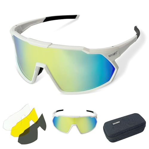 TWO-X Sportbrille Speed verspiegelt Laufbrille Fahrradbrille Rad-Sonnenbrille Half Weiss Gold von TWO-X