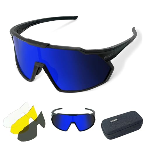 TWO-X Sportbrille Speed verspiegelt Laufbrille Fahrradbrille Rad-Sonnenbrille Half schwarz blau von TWO-X
