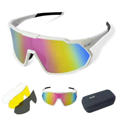 TWO-X Sportbrille Speed verspiegelt Laufbrille Fahrradbrille Rad-Sonnenbrille Half Weiss pink von TWO-X