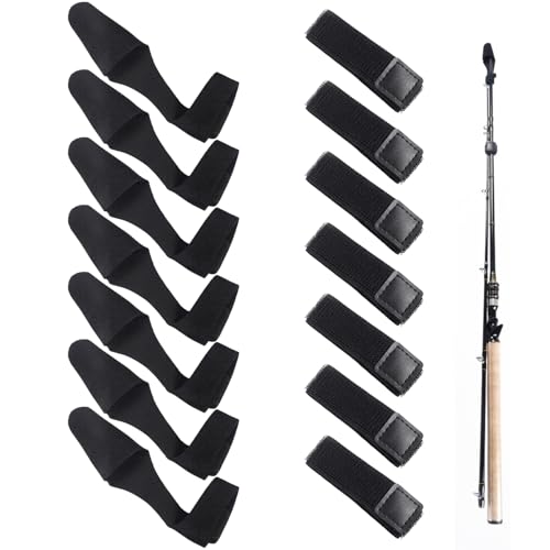 TYFGRT 7 Stück Rutenbinder Und 7 Stück Rutenkappen, Angelruten-Schutzhüllen, Elastische Angelrutenbinder, Angelzubehör, Angelbedarf TYFGRT 7 Stück Rutenbinder Und 7 Stück Rutenkappen, Angelruten-Schutzhüllen, Elastische Angelrutenbinder, Angelzubehör, Angelbedarf von TYFGRT