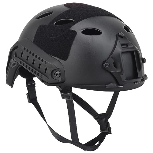 TYFUN Taktischer Helm,Schneller Fallschirmjäger Helm,Taktik Airsoft Helm Anti-Schlag Anti-Kompression Real-CS Paintball Luftgewehr Outdoor (Schwarz) von TYFUN