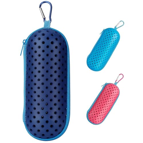 TYLUSPA Schwimmbrille etui, Swim Brillenetui Hardcase, Schutzhülle Brillenetui mit Karabiner für Schwimmbrille, Sonnenbrillen (Navy blau) von TYLUSPA