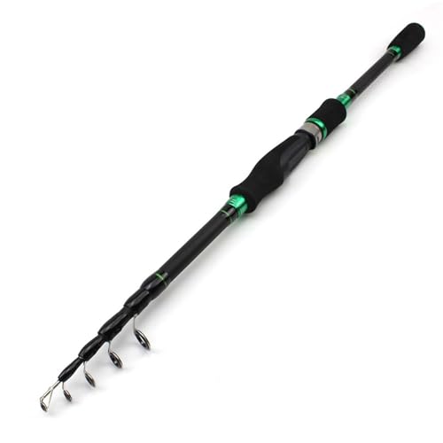 Rotierende Angelrute 1,8 m 2,1 m 2,4 m 2,7 m Tragbare Teleskop Angelrute Carbon Stange Spinning Casting Rod Pol Angelgerät Fishing Spinnrute(Green,2.1 M) von TYNXK