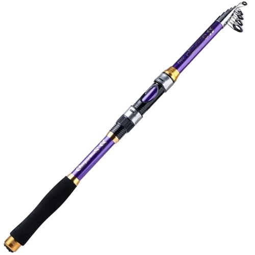 Rotierende Angelrute 2,1 m-3,6 m Spinning Angelrute Carbon Forelle Karpfen Teleskop Angelrute Köder Angelgerät Fishing Spinnrute(Purple,1.8 m) von TYNXK