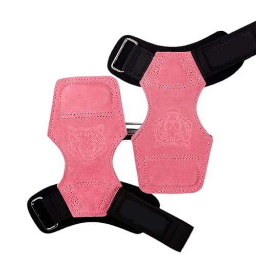 TYNXK Workout Grip Pads 1 Paar Rindsleder-Fitness-Handschuhe, Riemen, Gym-Handschuhe, Griffe, rutschfeste Gewicht-Power-Gürtel, Hebepolster, Kreuzheben-Gürtel, Trainingsschutz Griffpolster(Pink) von TYNXK