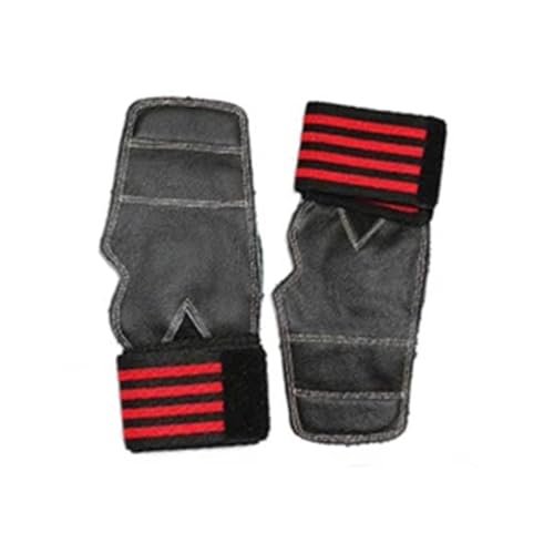 TYNXK Workout Grip Pads Gewichtheberhandschuhe aus Rindsleder, 3 Farben, for Fitnessstudio, rutschfeste Griffe, Pads, Kreuzheben, Gürtel, Workout, Handflächenschutz Griffpolster(Red,L) von TYNXK