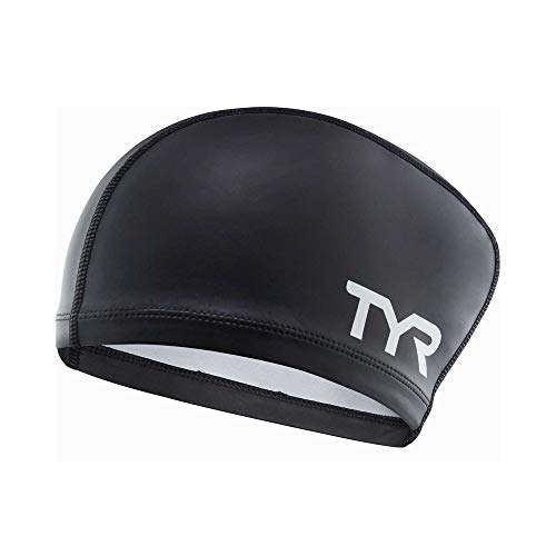 TYR Unisex-Adult Blend Long Hair Silicone Comfort Swim Cap (Black), All von TYR