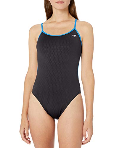 TYR Damen Hexa Trinityfit, Damen, Badeanzug, Hexa Trinityfit, Schwarz/Blau, 32 von TYR