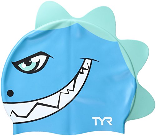 Tyr Jeunesse Unisexe Bonnet de bain Enfant Silicone Dino Destroyer, Blue/Green, Einheitsgröße von TYR