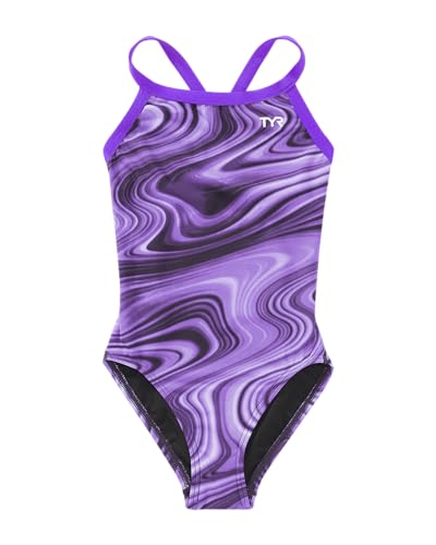 TYR Mädchen Durafast Elite Diamondfit Badeanzug, Purple Vitality, 22 von TYR