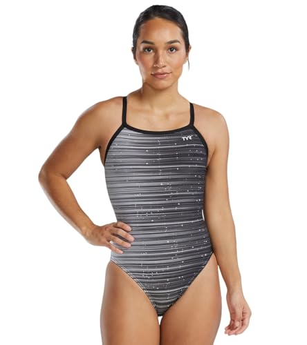 TYR Mädchen Durafast Elite Diamondfit Badeanzug, Titanium Speedwarp, 24 von TYR