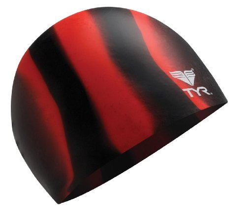 TYR Multi Silicone Cap, Black/Red TYR Multi Silicone Cap, Black/Red von TYR
