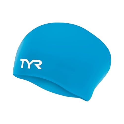 TYR Schwimmkappe, Silikon, für langes Haar, Blau von TYR