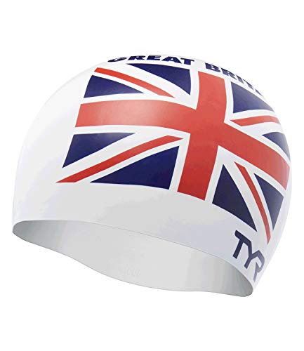 TYR Unisex Badekappe Britain Silikon für Erwachsene, Weiß TYR Unisex Badekappe Britain Silikon für Erwachsene, Weiß von TYR