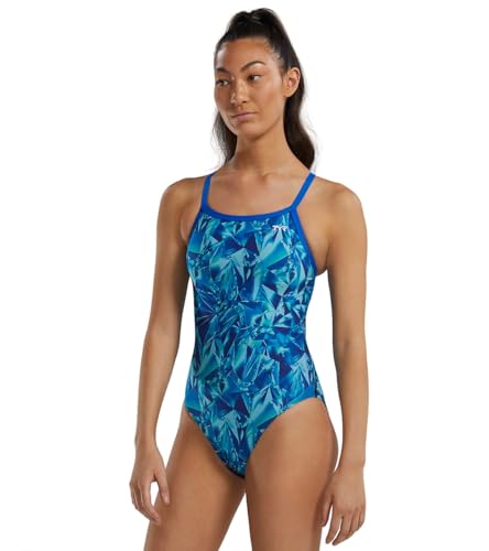 TYR Damen Durafast Elite Diamondfit Badeanzug Einteiliger, Blau/Grün kristallisiert, 34 von TYR