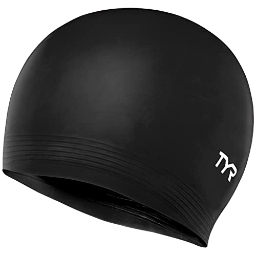 Tyr Adulte Unisexe SOLID Bonnet de bain Latex, Black, Einheitsgröße von TYR