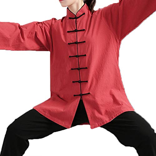 Tai Chi Uniformen Kampfsport Leinen Chinoiserie - Herren Frauen Sets Traditionell Kleidung Shaolin Kung Fu Wing Chun Taekwondo Trainingskleidung(Color:Rotwein,Size:S.) von TYXH