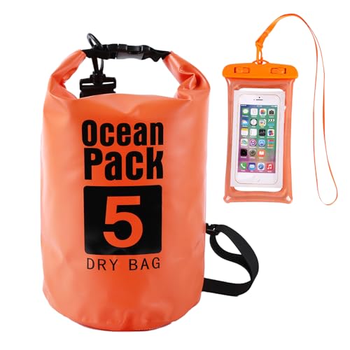 TYXHXTF Dry Bag wasserdichte Tasche 5L, Wasserdichter Packsack mit Schultergurt und Wasserfester Handyhülle für Boot, Kajak, Angeln, Rafting, Schwimmen, Camping und Strand TYXHXTF Dry Bag wasserdichte Tasche 5L, Wasserdichter Packsack mit Schultergurt und Wasserfester Handyhülle für Boot, Kajak, Angeln, Rafting, Schwimmen, Camping und Strand von TYXHXTF