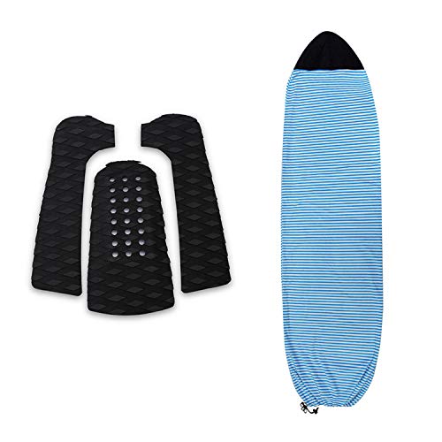 Tacell 1 x Surfbrett-Socken und 3 x Surfbrett-Anti-Rutsch-Pad, Fersenpolster, kleines Schwanzpolster von Tacell