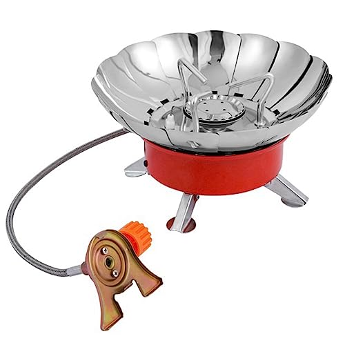 Tacell Winddichter Lotus-Gasherd mit Piezo-Zündung, Outdoor-Kochen, Gasbrenner, Kochgeschirr mit Adapter für Camping, Wandern, Picknick von Tacell