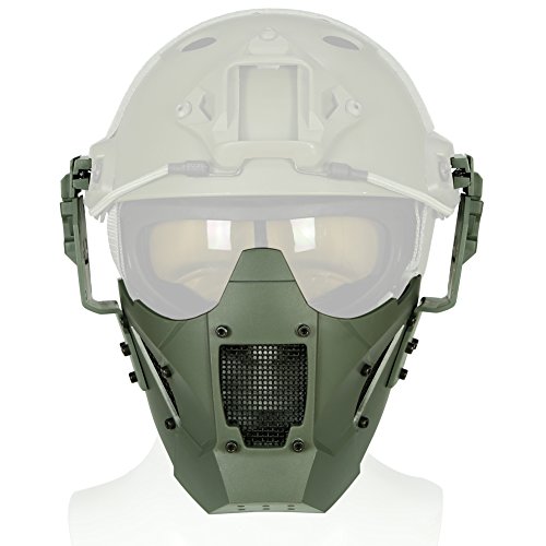 Cool Tactical Paintball Half Face Iron Warrior Steel Mesh Mask-Quick Helmet Combination Accessories-Double Strap Protective Camouflage Mask for Role Playing, CS Games von Tactical Area