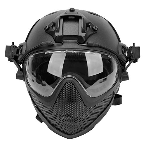 Taktischer Airsoft PJ Helm F22 mit Abnehmbarer Maske und Schutzbrille, Vollgesichtsschutzhelm Helm von Tactical Area