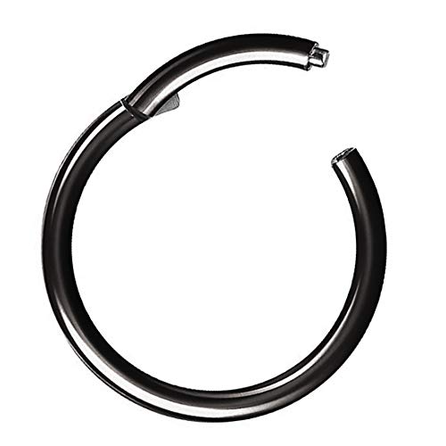 Piercing Ring Segmentring Clicker Scharnier Septum Tragus Helix Ohr Nase Lippe Nasenring Nasenpiercing Lippenpiercing Dünn Schwarz 1,2mm x 10mm von Taffstyle