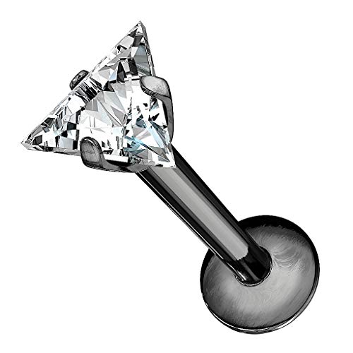 Piercing Stab Stecker Lippenpiercing Ohrpiercing Labret Lippe Ohr Tragus Helix Platte mit Dreieck Kristall Glitzer Strass Stein Klein 6mm Schwarz Piercing Stab Stecker Lippenpiercing Ohrpiercing Labret Lippe Ohr Tragus Helix Platte mit Dreieck Kristall Glitzer Strass Stein Klein 6mm Schwarz von Taffstyle