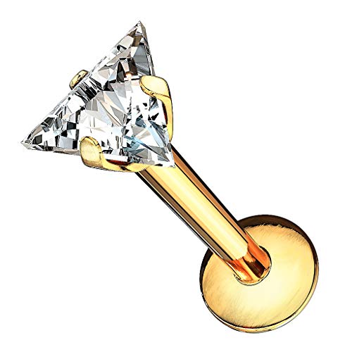 Piercing Stab Stecker Lippenpiercing Ohrpiercing Labret Lippe Ohr Tragus Helix Platte mit Dreieck Kristall Glitzer Strass Stein Klein 8mm Gold Piercing Stab Stecker Lippenpiercing Ohrpiercing Labret Lippe Ohr Tragus Helix Platte mit Dreieck Kristall Glitzer Strass Stein Klein 8mm Gold von Taffstyle