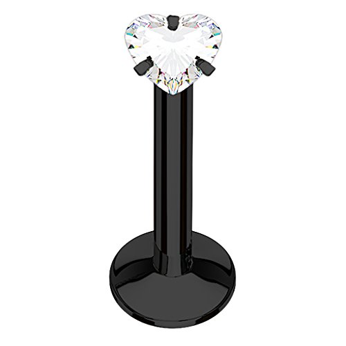 Piercing Stab Stecker Lippenpiercing Ohrpiercing Labret Lippe Ohr Tragus Helix Platte mit Kristall Glitzer Strass Stein Klein Herz Schwarz 6mm Piercing Stab Stecker Lippenpiercing Ohrpiercing Labret Lippe Ohr Tragus Helix Platte mit Kristall Glitzer Strass Stein Klein Herz Schwarz 6mm von Taffstyle