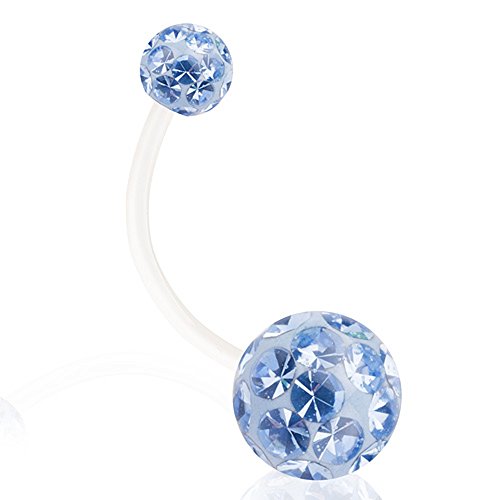 Taffstyle Bauchnabelpiercing Schwangerschaft Flexiber Stab Piercing Bauch Bauchnabel Flexibel Stecker mit Kristall Extra Lang XXL Hellblau 20mm x 8mm x 5mm Taffstyle Bauchnabelpiercing Schwangerschaft Flexiber Stab Piercing Bauch Bauchnabel Flexibel Stecker mit Kristall Extra Lang XXL Hellblau 20mm x 8mm x 5mm von Taffstyle