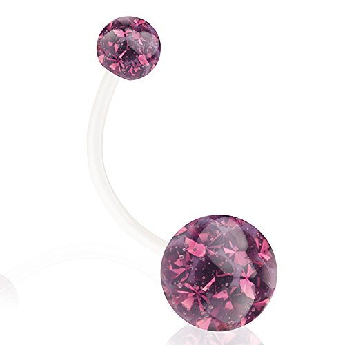 Taffstyle Bauchnabelpiercing Schwangerschaft Flexiber Stab Piercing Bauch Bauchnabel Flexibel Stecker mit Kristall Extra Lang XXL Violett 25mm x 8mm x 5mm Taffstyle Bauchnabelpiercing Schwangerschaft Flexiber Stab Piercing Bauch Bauchnabel Flexibel Stecker mit Kristall Extra Lang XXL Violett 25mm x 8mm x 5mm von Taffstyle