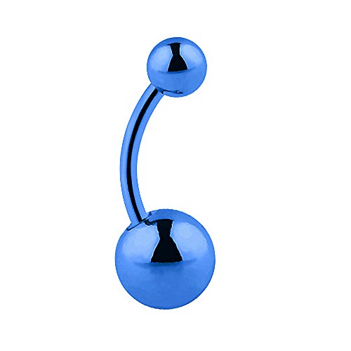 Taffstyle Bauchnabelpiercing Titan Stab Piercing Banana Bauch Bauchnabel Stecker Kugel mit Zwei Doppel Kugeln Kurz Einfach Blau 1,6mm x 10mm x 5x8mm Taffstyle Bauchnabelpiercing Titan Stab Piercing Banana Bauch Bauchnabel Stecker Kugel mit Zwei Doppel Kugeln Kurz Einfach Blau 1,6mm x 10mm x 5x8mm von Taffstyle