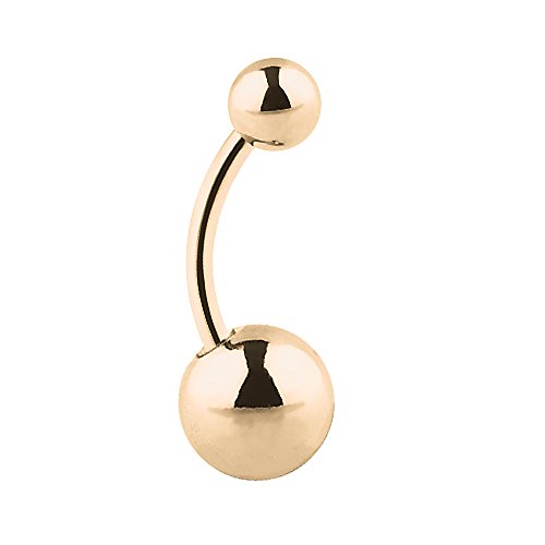 Taffstyle Bauchnabelpiercing Titan Stab Piercing Banana Bauch Bauchnabel Stecker Kugel mit Zwei Doppel Kugeln Kurz Einfach Gold 1,6mm x 10mm x 4x6mm Taffstyle Bauchnabelpiercing Titan Stab Piercing Banana Bauch Bauchnabel Stecker Kugel mit Zwei Doppel Kugeln Kurz Einfach Gold 1,6mm x 10mm x 4x6mm von Taffstyle