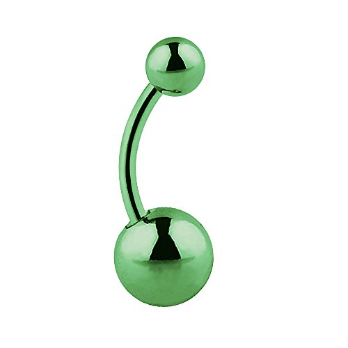 Taffstyle Bauchnabelpiercing Titan Stab Piercing Banana Bauch Bauchnabel Stecker Kugel mit Zwei Doppel Kugeln Kurz Einfach Grün 1,6mm x 10mm x 5x8mm Taffstyle Bauchnabelpiercing Titan Stab Piercing Banana Bauch Bauchnabel Stecker Kugel mit Zwei Doppel Kugeln Kurz Einfach Grün 1,6mm x 10mm x 5x8mm von Taffstyle