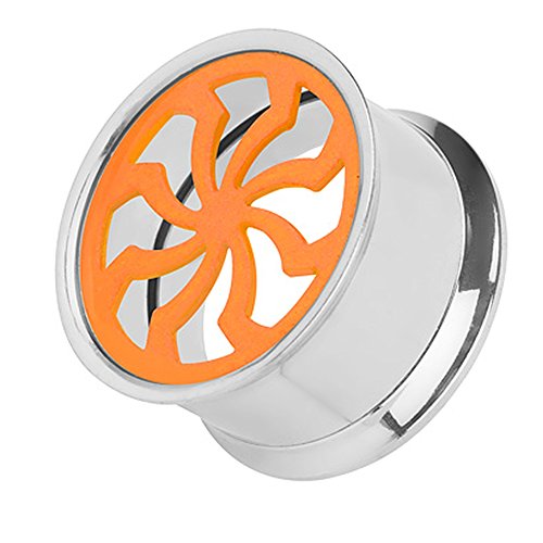 Taffstyle Flesh Tunnel Ohr Piercing Ear Plug Ohrpiercing Edelstahl Schraub Schraubverschluss Neon Sonne Tribal Orange 16mm Taffstyle Flesh Tunnel Ohr Piercing Ear Plug Ohrpiercing Edelstahl Schraub Schraubverschluss Neon Sonne Tribal Orange 16mm von Taffstyle