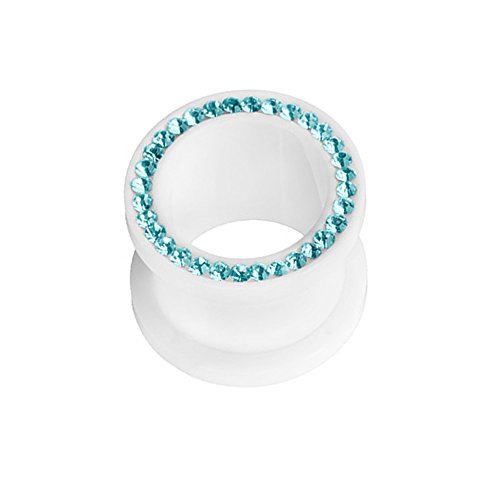 Taffstyle Flesh Tunnel Ohr Piercing Ear Plug Ohrpiercing Schraub Schraubverschluss Kunststoff Weiß mit farbigen Kristallen 14 mm Aqua Taffstyle Flesh Tunnel Ohr Piercing Ear Plug Ohrpiercing Schraub Schraubverschluss Kunststoff Weiß mit farbigen Kristallen 14 mm Aqua von Taffstyle