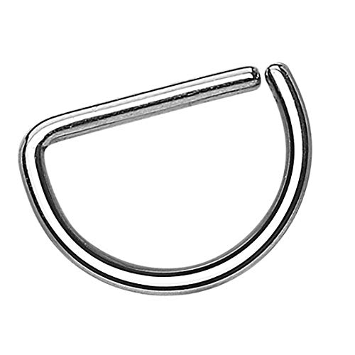 Taffstyle Piercing Continuous D-Ring Fake Klemmring Dünn Septum Tragus Helix Nase Lippe Ohr Nasenring Ohrpiercing Hoop Clip On Silber 0,8mm x 10mm von Taffstyle