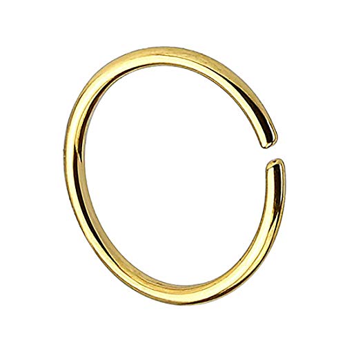 Taffstyle Piercing Continuous Ring 925 Silber Fake Klemmring Dünn Septum Tragus Helix Nase Lippe Ohr Nasenring Hoop Clip On Gold 0,8mm x 6mm von Taffstyle