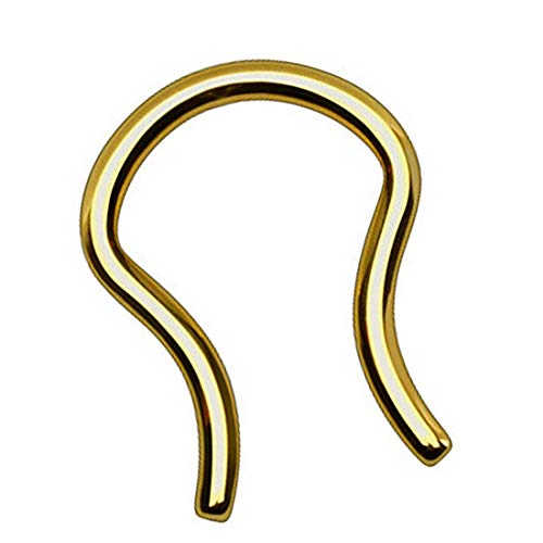 Taffstyle Piercing Fake Ring Retainer Hufeisen Septum Tragus Helix Nase Lippe Ohr Clip Nasenring Nasenpiercing Horseshoe Ohrpiercing Gold 1,2mm von Taffstyle