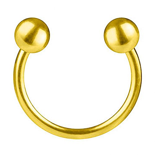 Taffstyle Piercing Hufeisen Horseshoe mit Kugeln Septum Tragus Helix Ohr Nase Lippe Ring Lippenpiercing Nasenpiercing Gold 1,2mm x 8mm x 3mm von Taffstyle