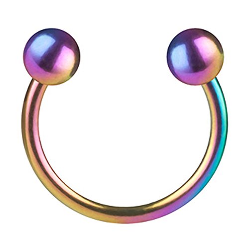 Taffstyle Piercing Hufeisen Horseshoe mit Kugeln Septum Tragus Helix Ohr Nase Lippe Ring Lippenpiercing Nasenpiercing Rainbow 1,6mm x 12mm x 5mm von Taffstyle