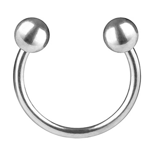 Taffstyle Piercing Hufeisen Horseshoe mit Kugeln Septum Tragus Helix Ohr Nase Lippe Ring Lippenpiercing Nasenpiercing Silber 1,6mm x 12mm x 5mm von Taffstyle