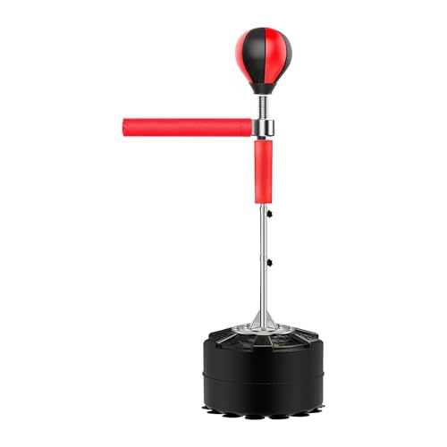 Tagtuell Punchingball Stehend, 120-163cm Verstellbarer Freistehender Standbox-Trainer, 360 °Reflexstange, Bounce Back Faster Boxbag für Zuhause und Fitnessstudio von Tagtuell