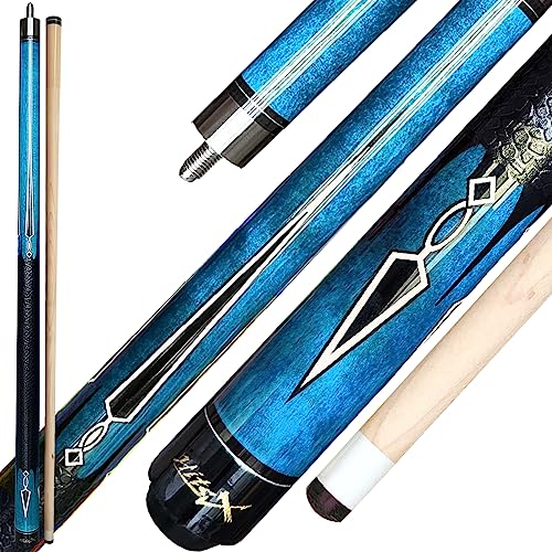 Tai ba cues Billardqueue-Stick, 13 mm Spitze, 147,3 cm, Hartholz, kanadischer Ahorn, 2-teilig, Profi-Billardstäbchen, 19,20,23 g (wählbar), Blau, Rot, Grün von Tai ba cues