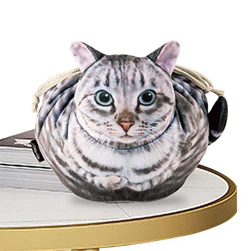 Kosmetiktasche für Katzen – Schminkspiegel für Reisemädchen | Kosmetiktasche in Katzenform | Lustiges Kätzchen Design | Reisetaschen-Organizer, mehrfarbig, grey cat, Siehe Beschreibung von Takluu