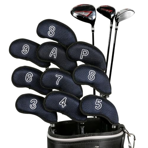 Takluu Golfschlägerkopfhaube - 10 Stück Golfschlägerhauben mit gesticktem Schlägeretikett - Schützen Sie den Stil und die Haltbarkeit Ihrer Treiber-Headcover von Takluu