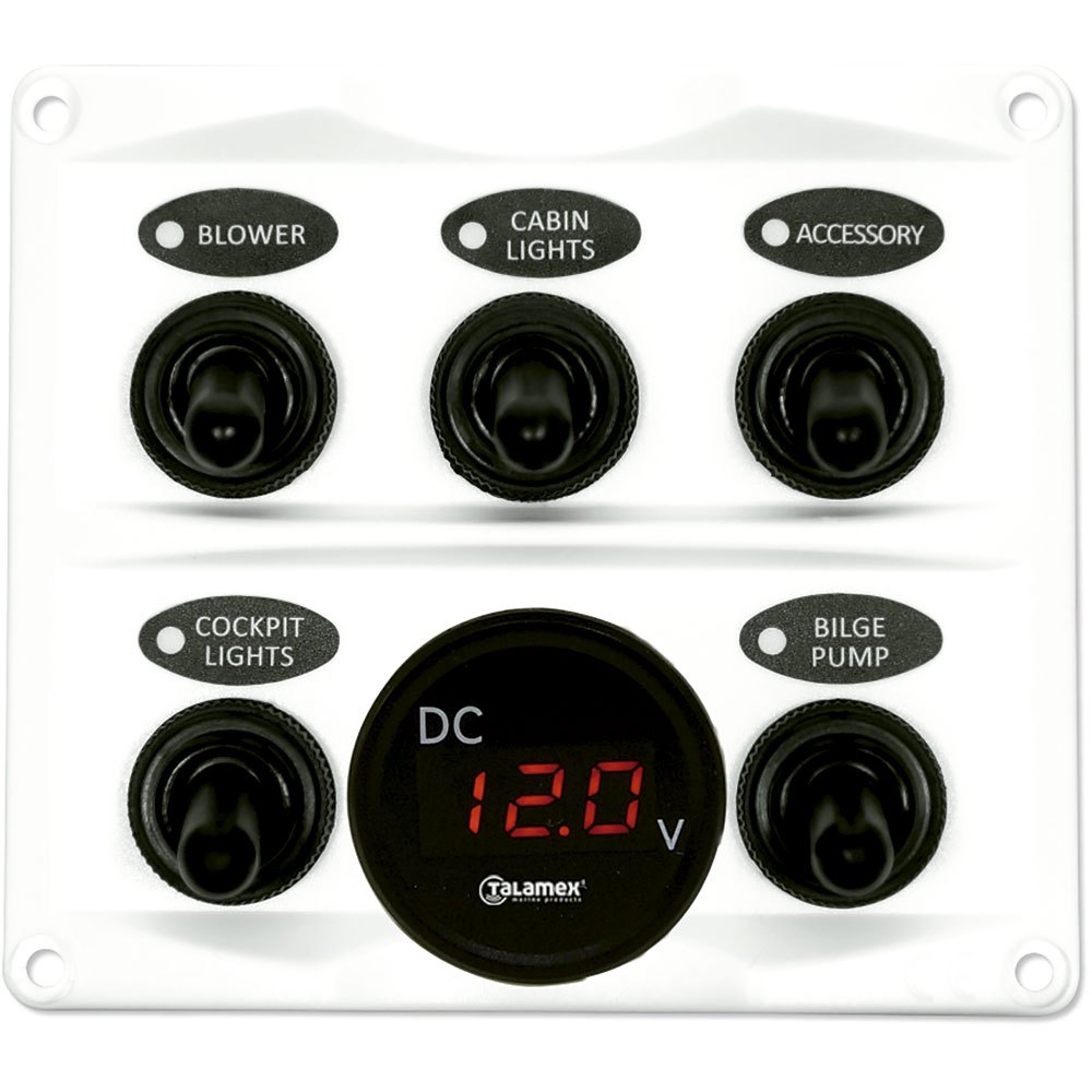 Talamex Switchpanel With Voltage Gauge 12/ 24v Schwarz von Talamex